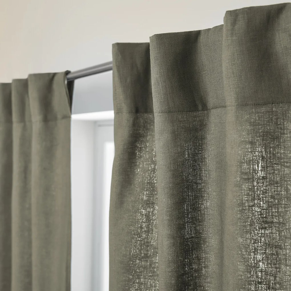 Linnen gordijn met voering, verborgen lipjes, Private