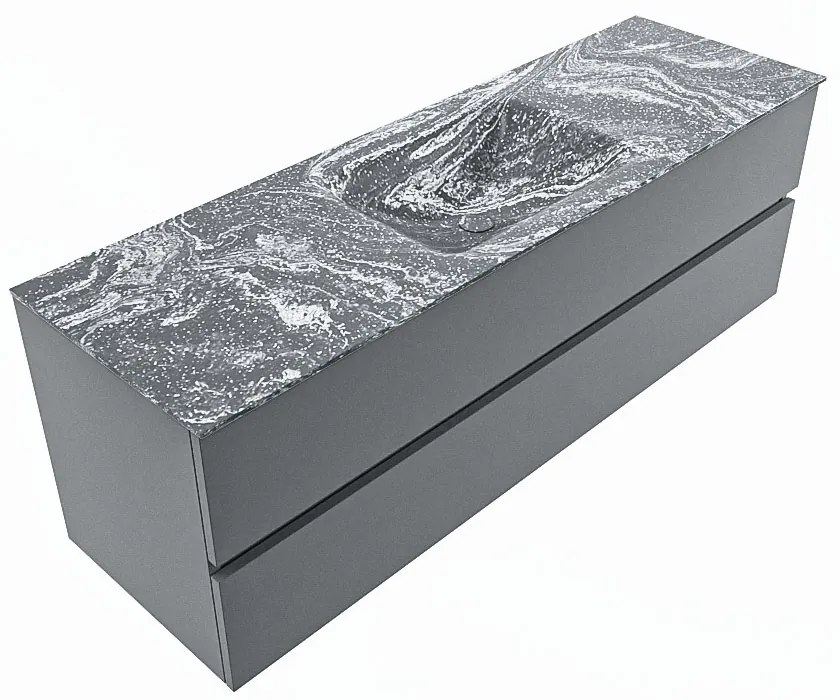 Mondiaz Vica DLux badmeubel 150cm plata 2 lades met wastafel lava midden 1 kraangat