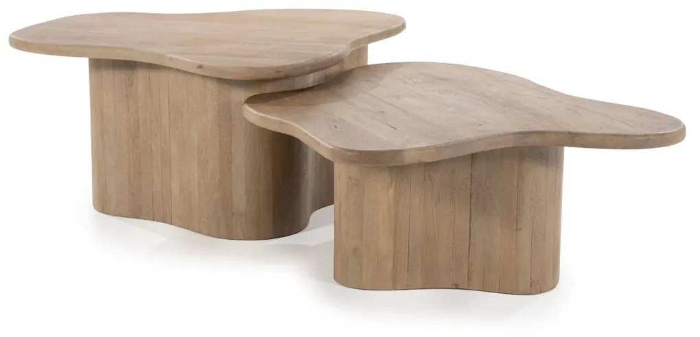 By-Boo Fall Scandinavische Salontafel Set Mangohout Naturel - 75 X 75cm.