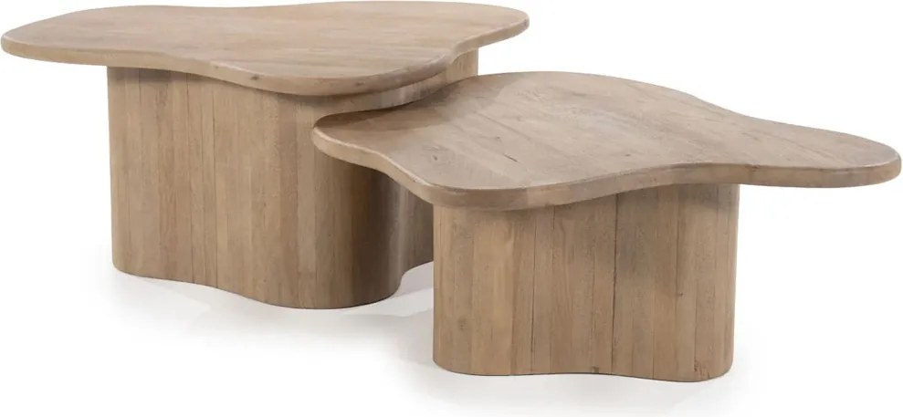 Scandinavische Salontafel Set Mangohout Naturel - 75 X 75cm.