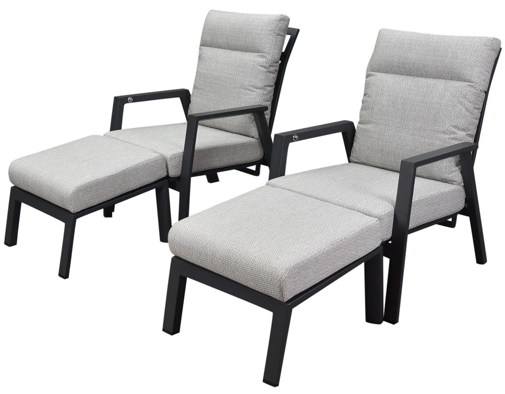 Barolo lounge balkonset 4 delig verstelbaar antraciet aluminium