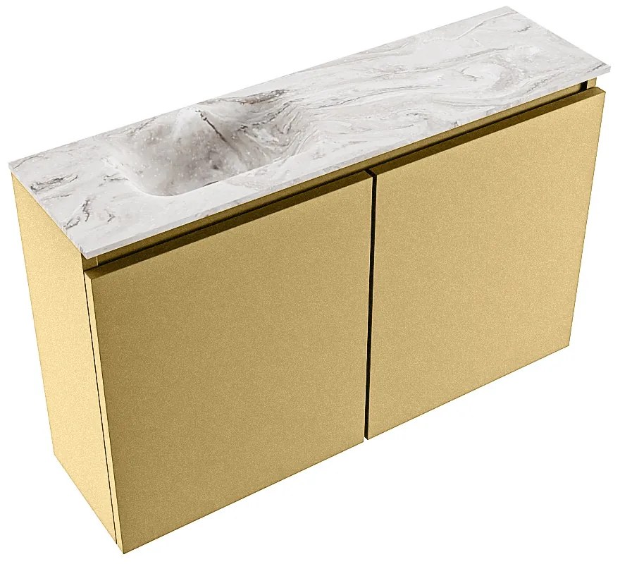 Mondiaz Ture DLux toiletmeubel 80cm oro met wastafel glace links zonder kraangat