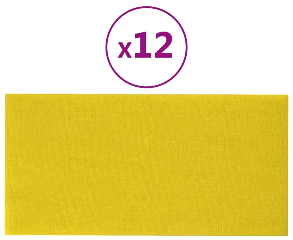 vidaXL Wandpanelen 12 st 2,16 m² 60x30 cm stof donkergeel