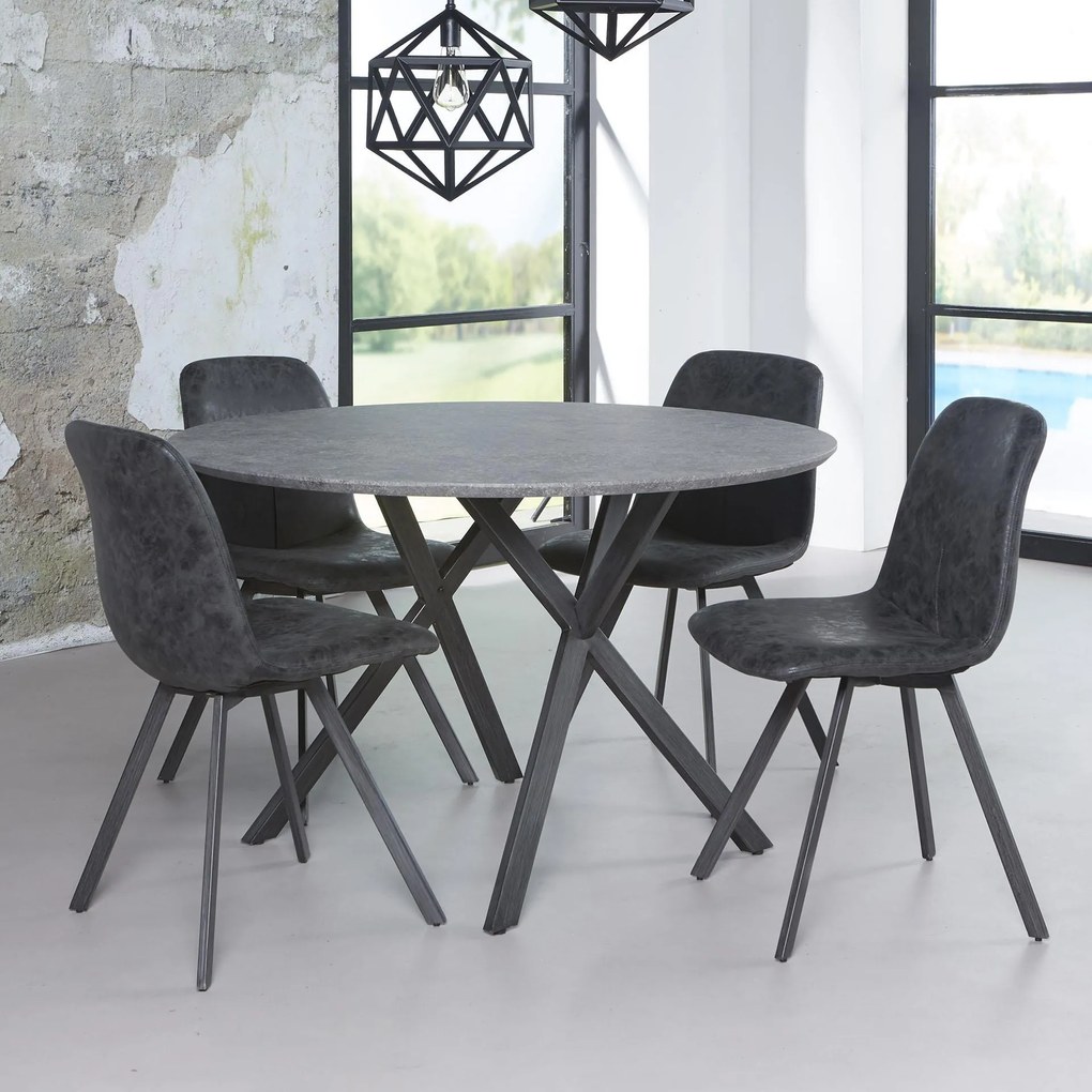 Ronde eettafel 'Nola' 120 cm, 3D-betonlook, kleur grijs