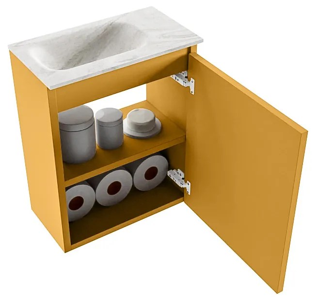 Mondiaz Ture DLux toiletmeubel 40cm ocher met wastafel ostra links zonder kraangat