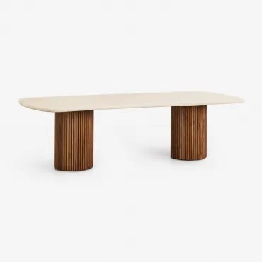 Sirvon Rechthoekige Tuin Tafel Van Beton En Acaciahout 230 X 110 Cm - Sklum