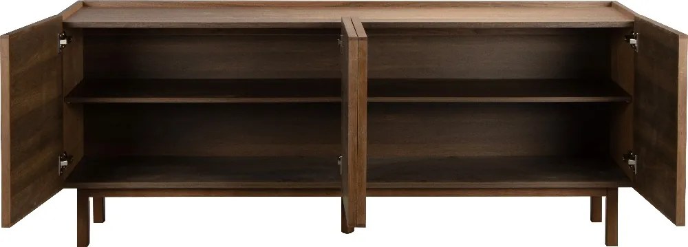 Walnoot Dressoir Met Stoffen Deuren 180 Cm - 180x40x60cm.