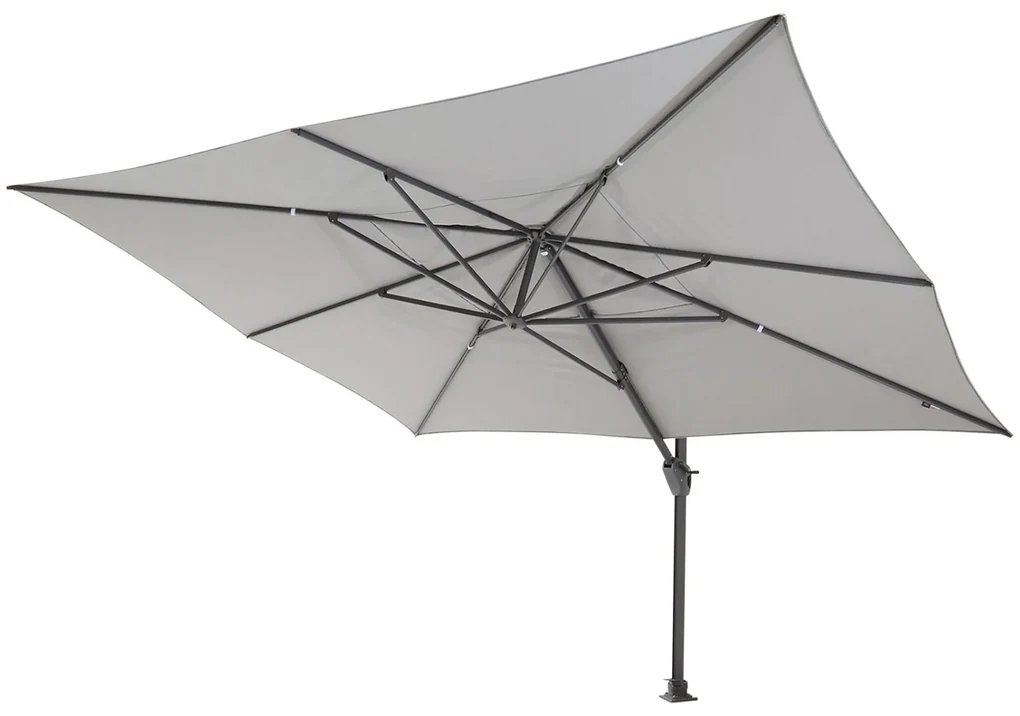 4-Seasons zweefparasol Hacienda 300 x 400 - Mid Grey met voet en hoes