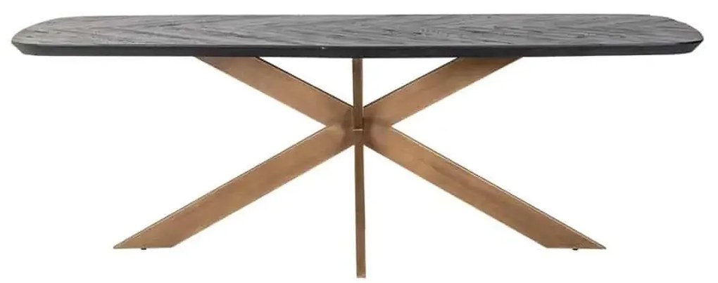 Richmond Interiors Hayley Eettafel Visgraat Met Antiek Gouden Poot 230 Cm - 230 X 100cm.