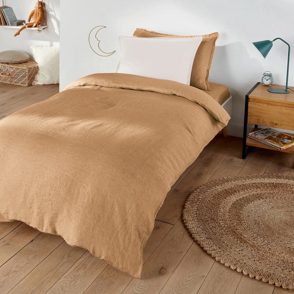 Hoeslaken in gewassen linnen, omslag 30 cm, Linot