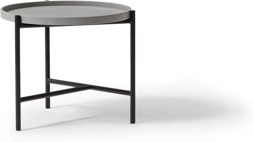 WON | Salontafel Cross diameter 50 cm x hoogte 43 cm grijs gebeitst salontafels eikenhout, staal tafels meubels | NADUVI outlet