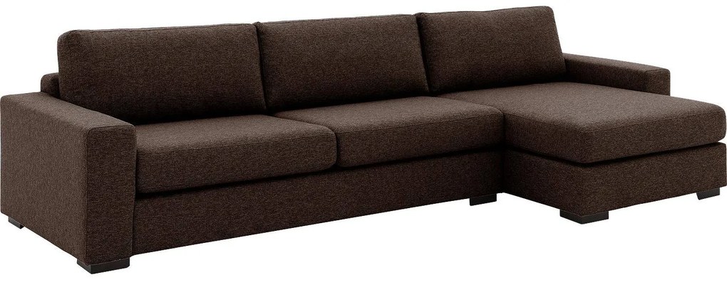 Goossens Hoekbank Lucca Met Chaise Longue bruin, stof, stijlvol landelijk