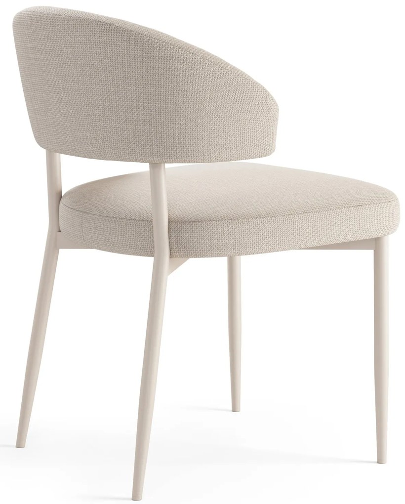 IRIS Beige (stof Basel 24) / beige onderstel – MODERNE GESTOFFEERDE STOEL VOOR WOONKAMER / EETKAMER IN BOHO-STIJL