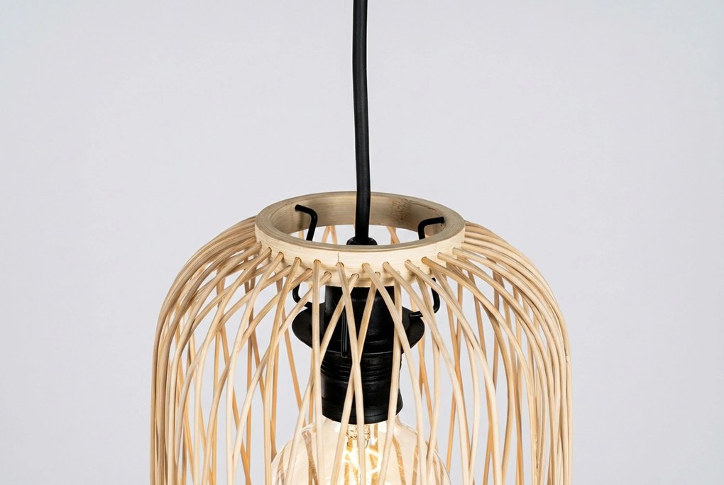 Landelijke Buiten Hanglamp Rotan -lichts - Calamus Staal Taupe