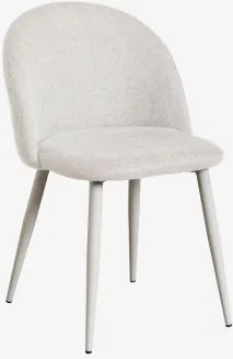 Kana Gestoffeerde Eetkamerstoel En Staal Grijs – Taupe – Koel & Stof Gebroken Wit & Stof - Sklum