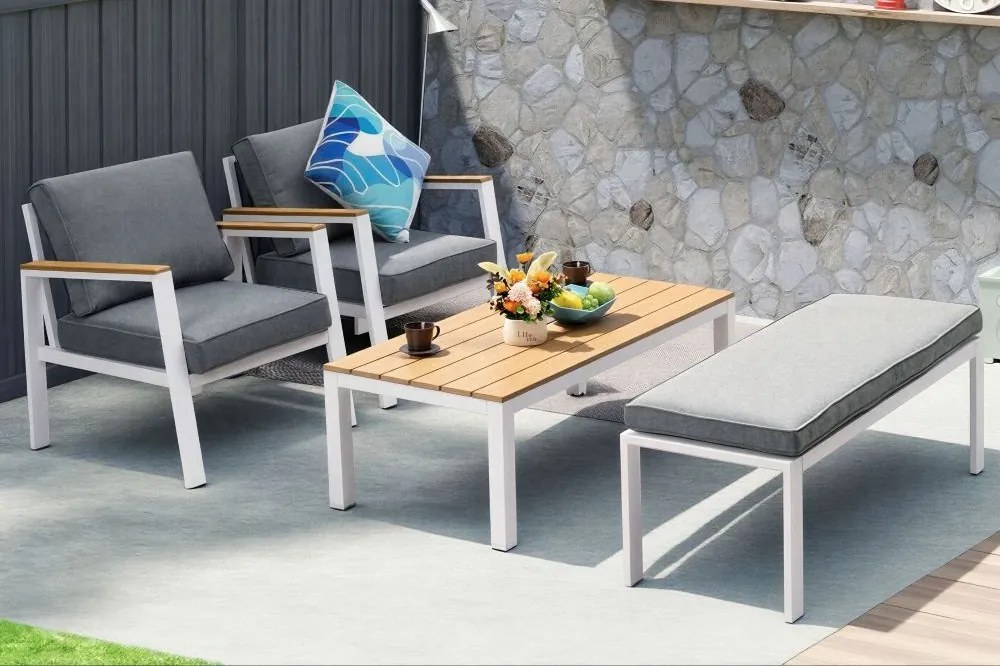 Zakintos Terrasmeubelset met bank wit Garden Point