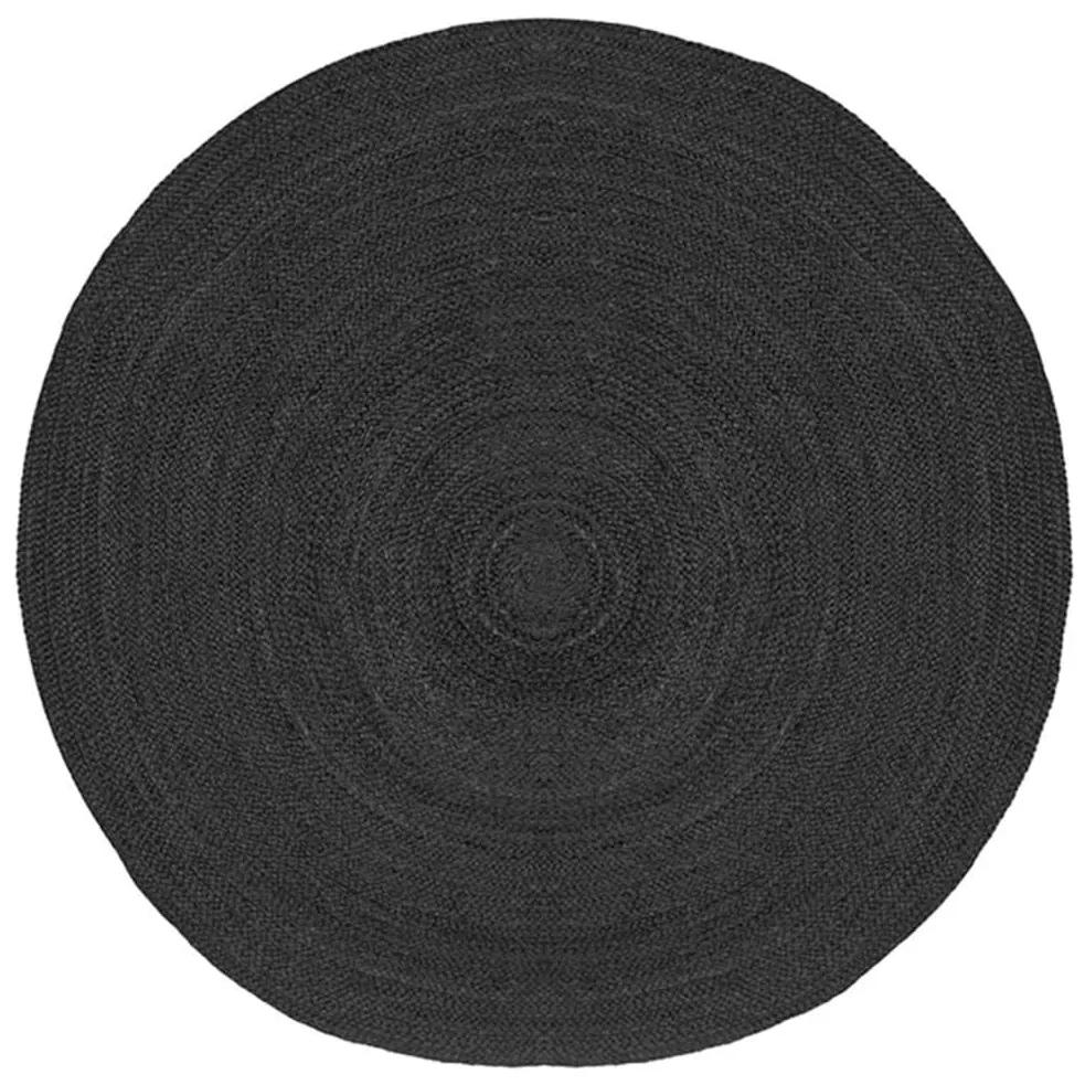 LABEL51 Vloerkleed rond Jute XXL 180x180 cm zwart