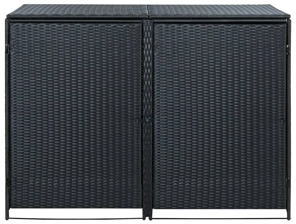 vidaXL Containerberging dubbel 148x80x111 cm poly rattan zwart