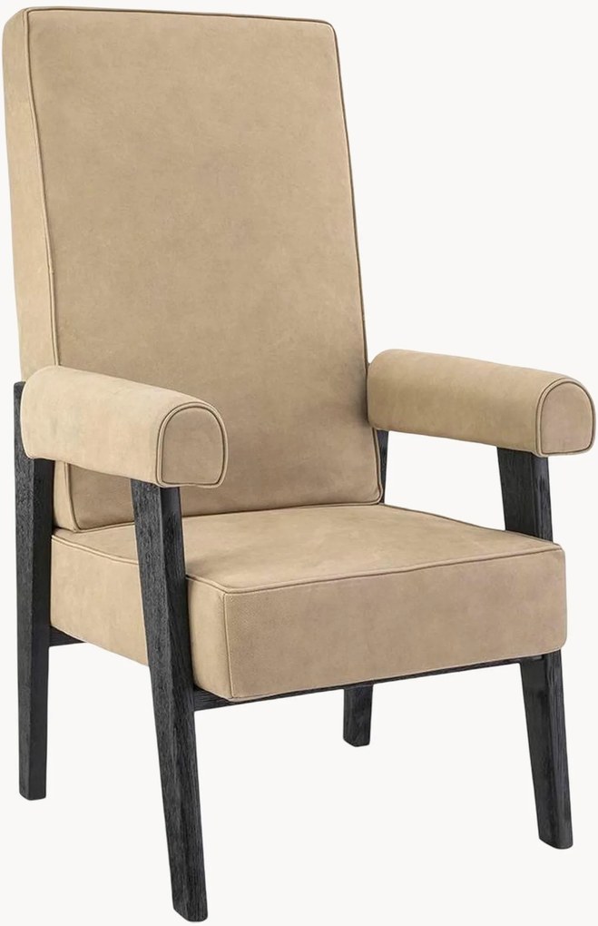 Gestoffeerde leren fauteuil Milo