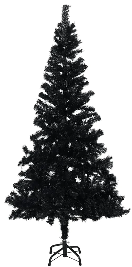 vidaXL Kunstkerstboom met LED's en standaard 120 cm PVC zwart