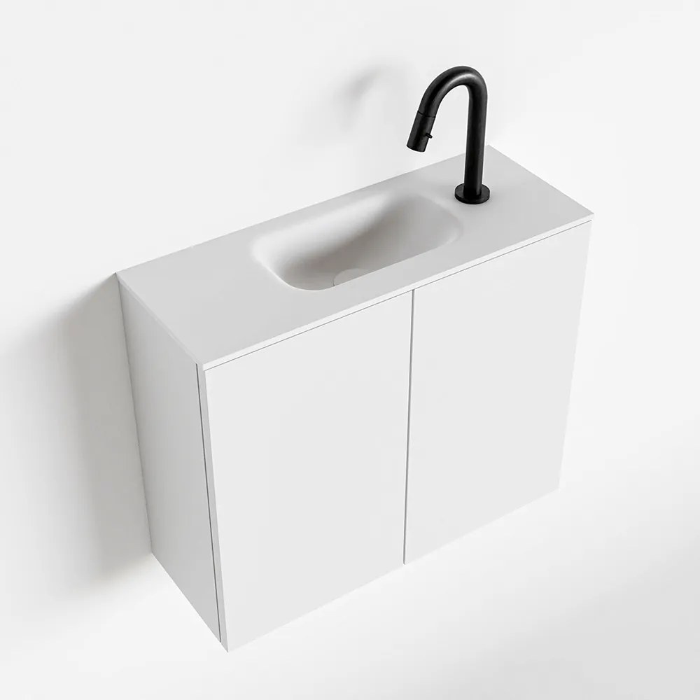 Zaro Polly toiletmeubel 60cm mat wit met witte wastafel met kraangat