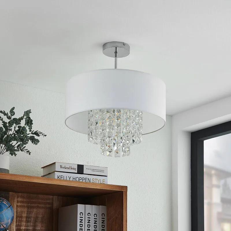 Estera plafondlamp met behang, wit - lampen-24