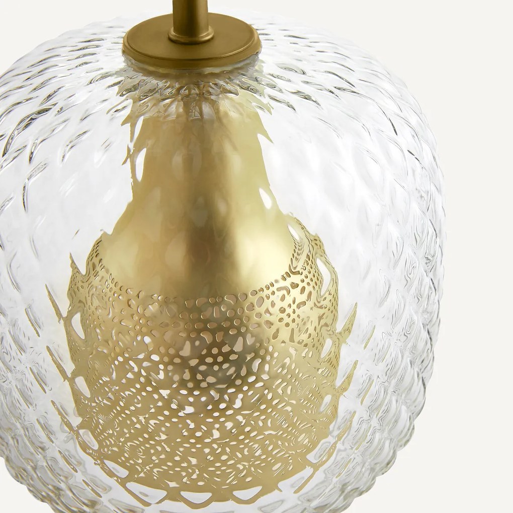 Tafellamp, messing en bewerkt glas, Mistinguett