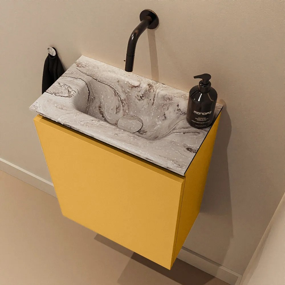 Mondiaz Ture DLux toiletmeubel 40cm ocher met wastafel glace midden zonder kraangat