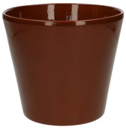 Bloempot, aardewerk, cognacbruin,Ø 17,5 cm
