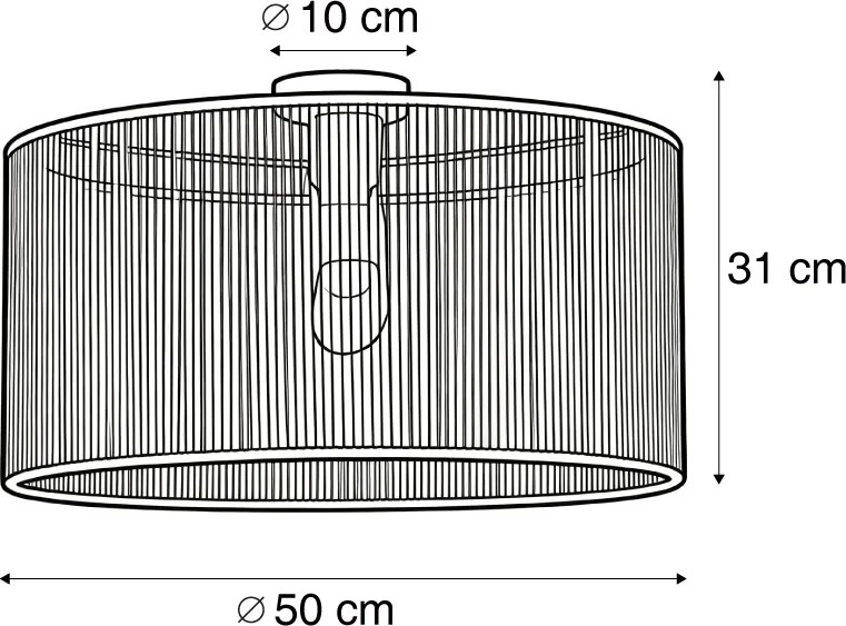 Plafondlamp zwart met bruine papieren kap 50/50/25 - Cyl