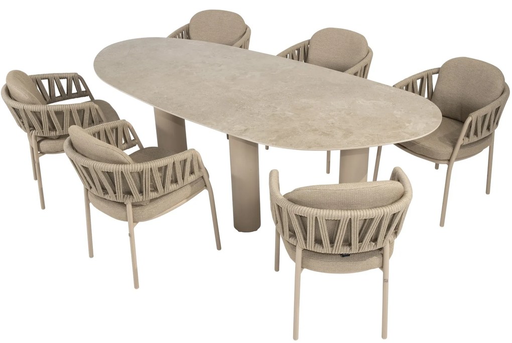 Calma Estate dining tuinset 240x105xH75 cm 7 delig latte keramiek Taste 4SO