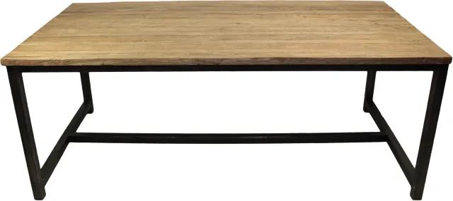 HSM Collection | Eettafel Hunter lengte 200 cm x breedte100 cm x hoogte 78 cm naturel, zwart eettafels reclaimed teak, ijzer meubels tafels
