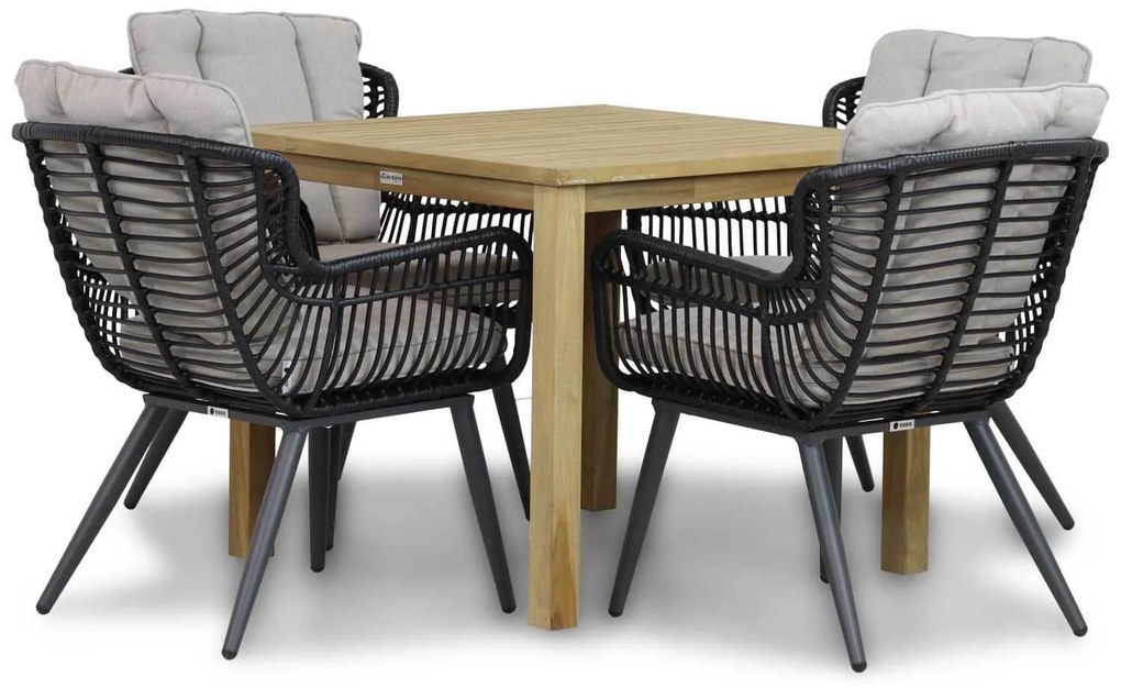 Tuinset 4 personen 90 cm Wicker/Aluminium/Aluminium/wicker Zwart Coco Azzano/Weston