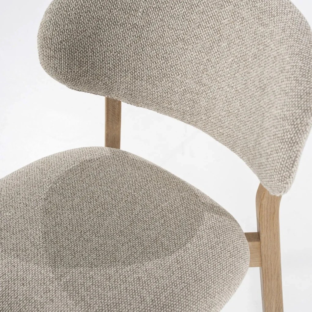 Eleonora Mikky Luxe Eetkamerstoel Eiken Taupe En Stof