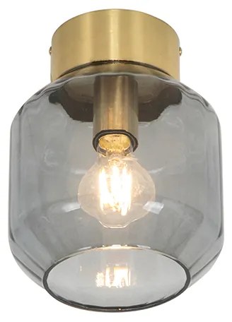 Moderne plafondlamp messing met smoke glas - Stiklo Modern E27 rond Binnenverlichting Lamp