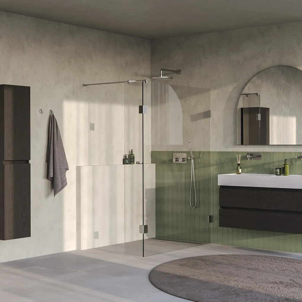 Brauer Void profielloze inloopdouche 130cm met 40cm zijwand RVS geborsteld PVD