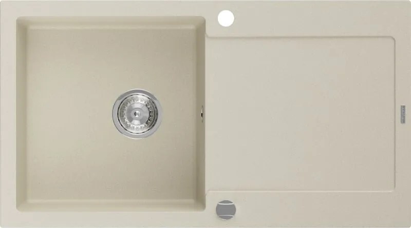 Mexen Leo granieten spoelbak 1-kompartment met afdruiprek 900 x 500 mm, beige, sifon chroom - 6501901010-69