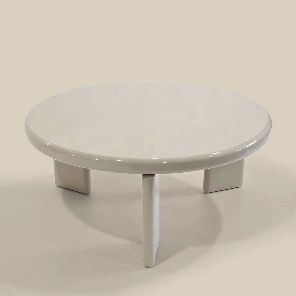 Ronde Salontafel Hoogglans Beige - 80 X 80cm.