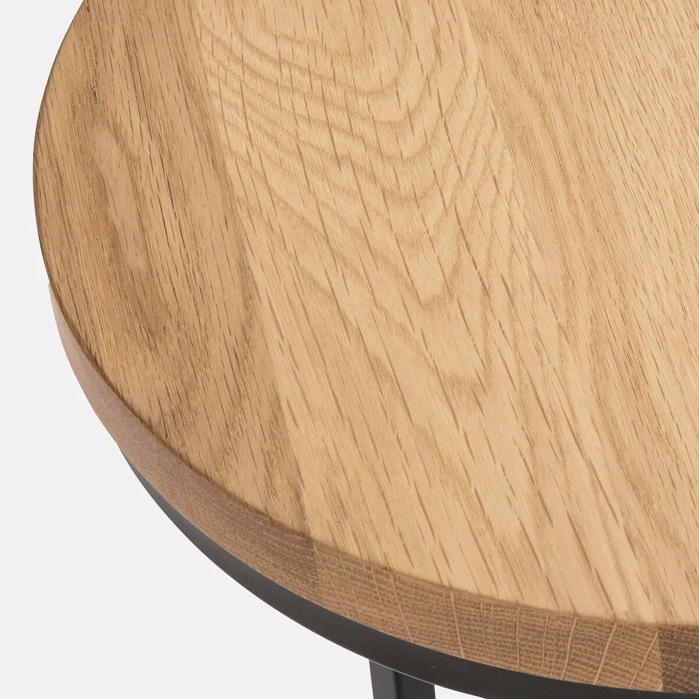 Set van 2 eiken en metalen bijzettafels, Vova