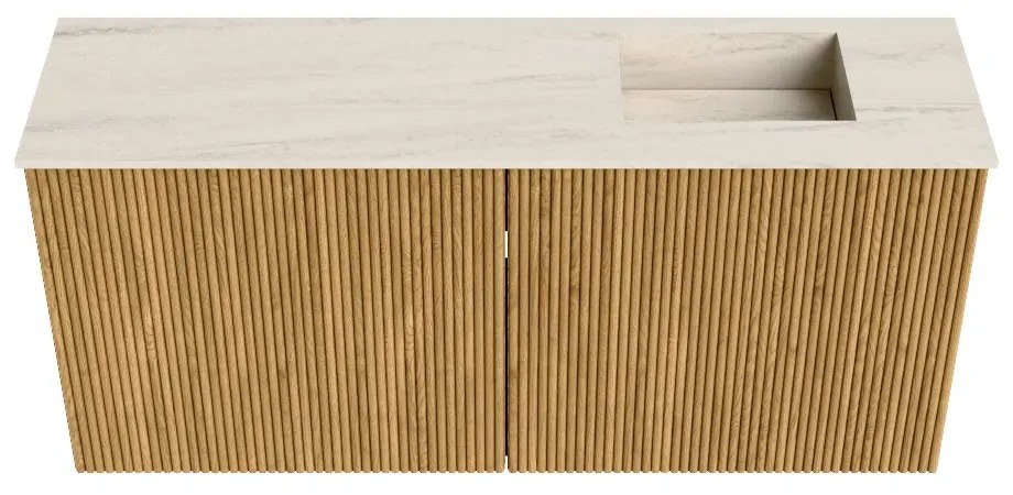 Mondiaz Joya DLux 90cm toiletmeubel oak met wastafel faye rechts zonder kraangat meli