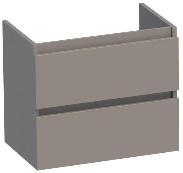 BRAUER Solution Small Wastafelonderkast - 60x39x50cm - 2 softclose greeploze lades - 1 sifonuitsparing - MDF - mat taupe 1768