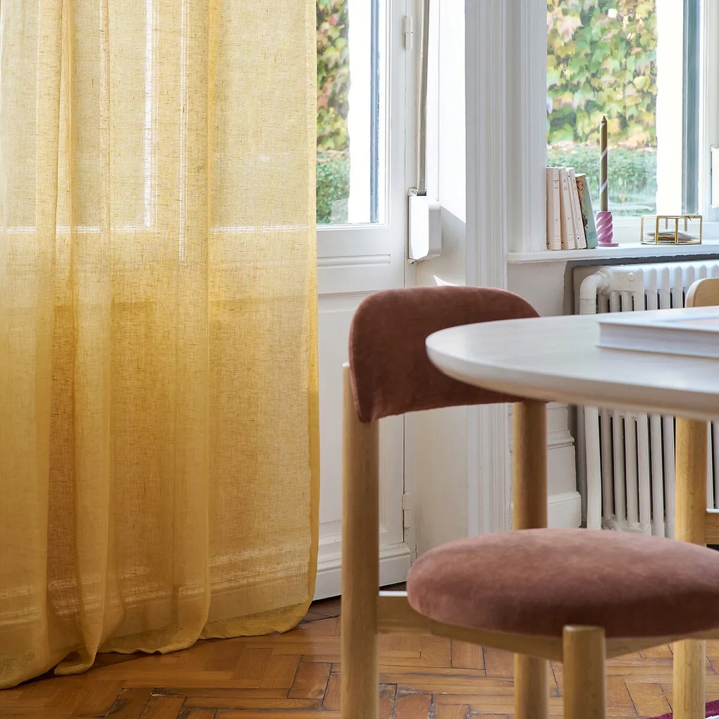 Glasgordijn in linnen met oogjes, Onega