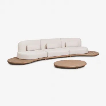 Tuinset Met Rechte Modulaire 3-zitsbank En Ovale Salontafel 120x95 Cm Van Acaciahout Gerard Lichte Acaciekleur - Sklum