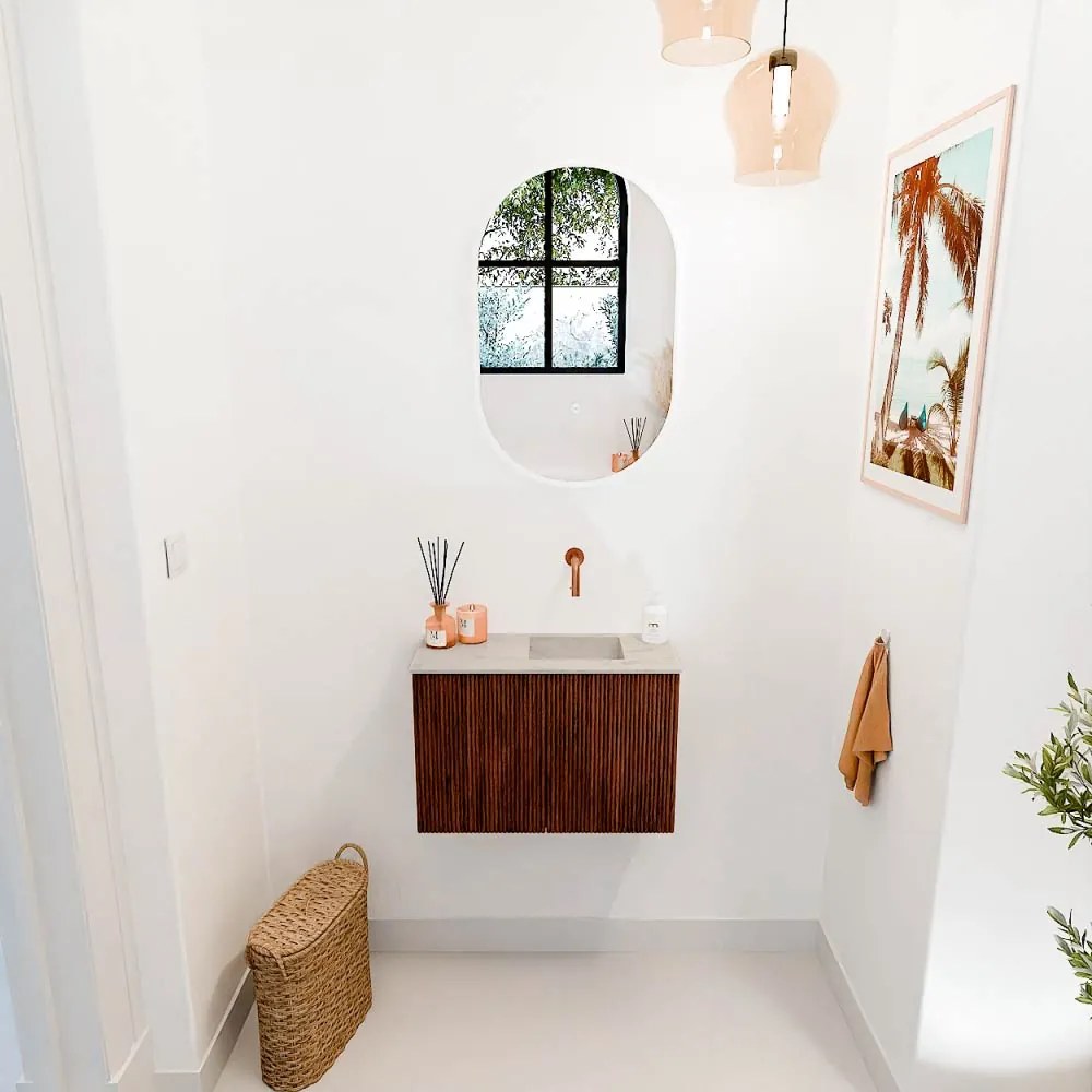 Mondiaz Joya DLux 60cm toiletmeubel ruby met wastafel faye rechts zonder kraangat opalo