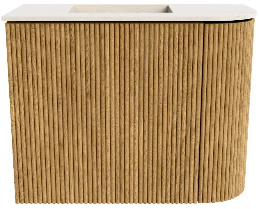 Mondiaz Joya DLux 50cm toiletmeubel ronding rechts oak met wastafel faye links zonder kraangat meli
