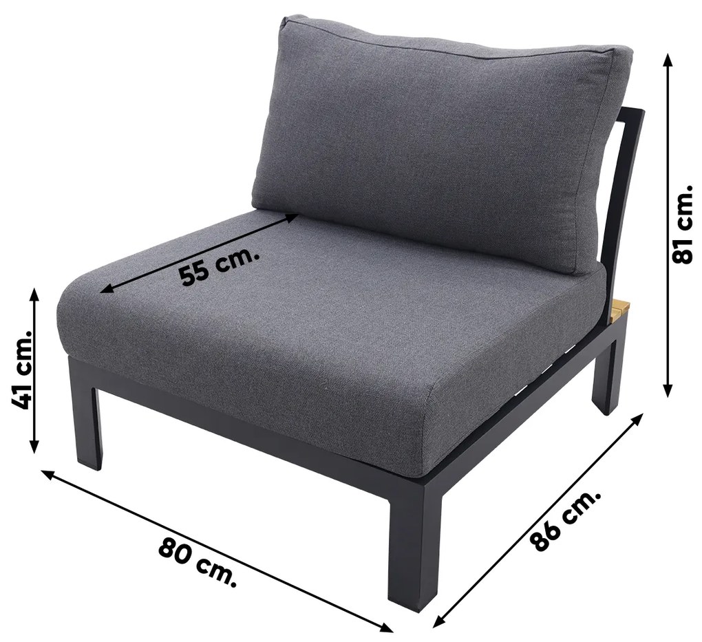 Avalounge center module - aluminium/teak - Op=Op