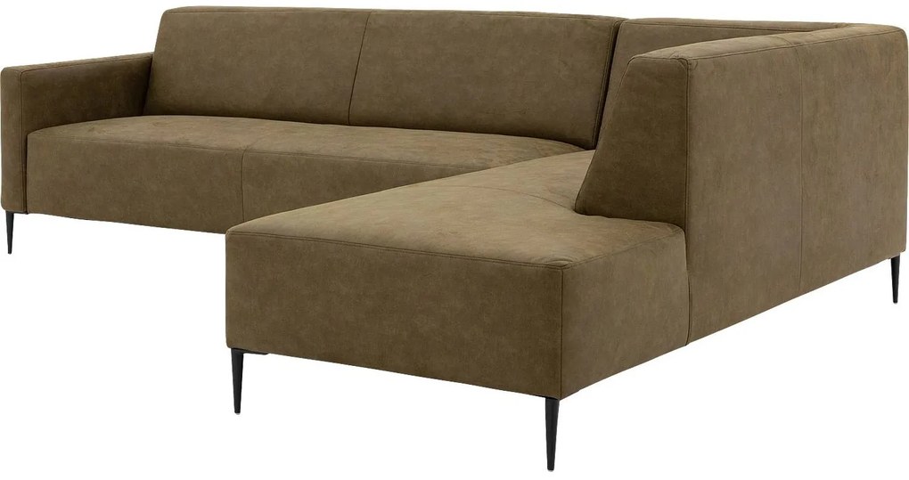 Goossens Key West groen, micro leer, 3-zits, modern design met ligelement rechts