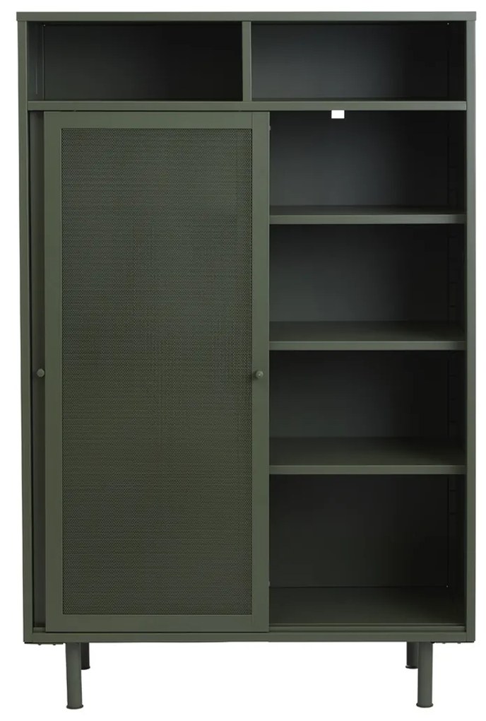 Metalen Kast Groen Met Schuifdeuren - 90x40x140cm.