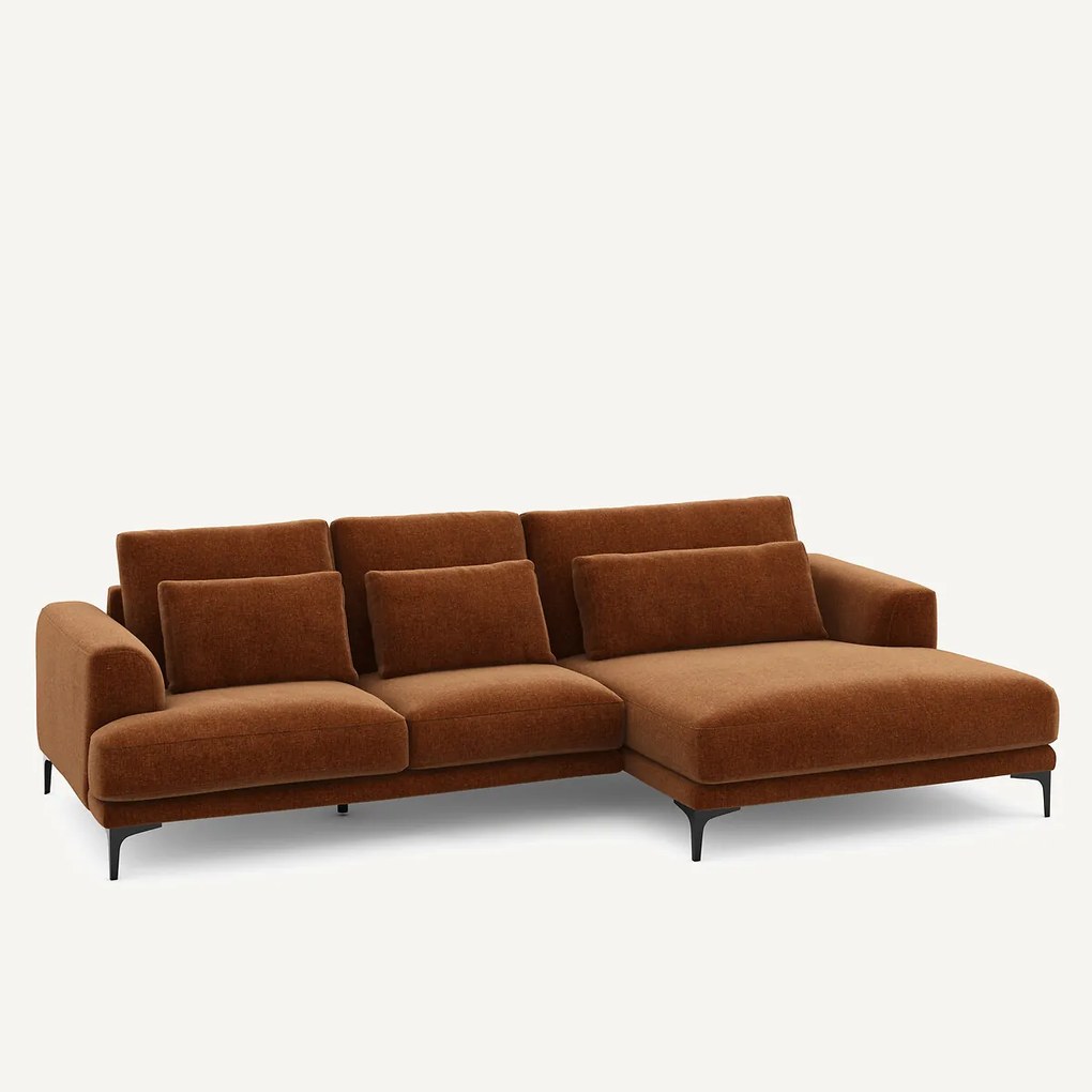 XL hoekbank rechts in chenille fluweel, MARSILE