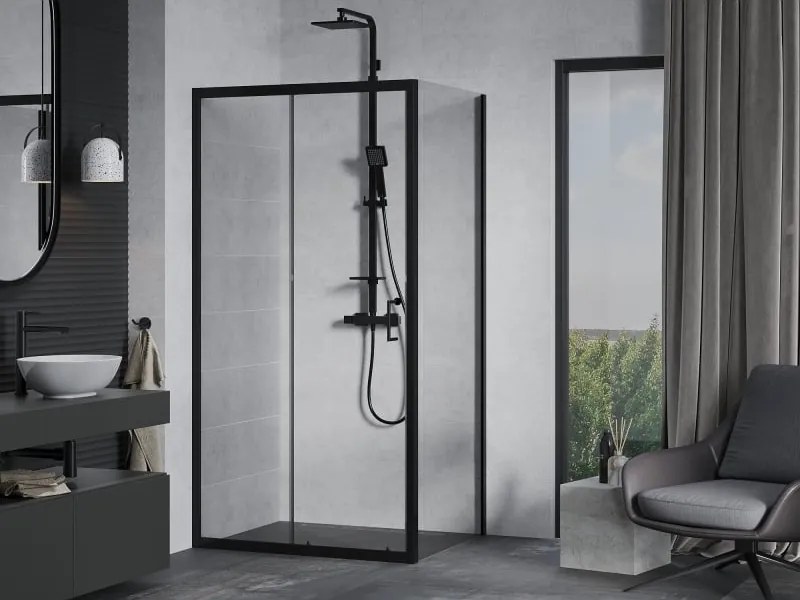 Mexen Apia schuifdouchecabine 100 x 90 cm, transparant, zwart - 840-100-090-70-00